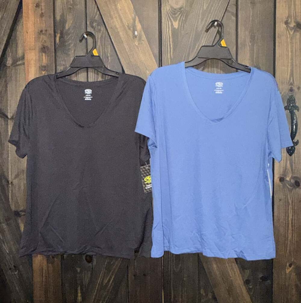 Athletic Works V-Neck Tee Size L(12-14) Lot of 2 Black and Blue